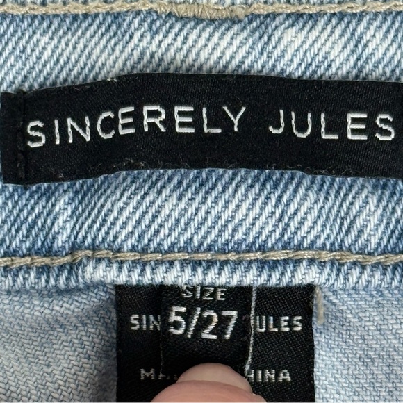 Sincerely Jules High Rise Straight Leg Jeans Size 5/27 Light Wash - Picture 7 of 8
